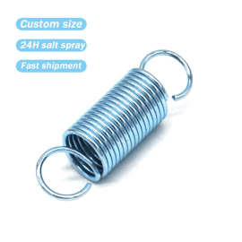 Extension Spring Custom High Zinc Plated Flat Wire Double Hook Steel Tension Spring Steel Coil